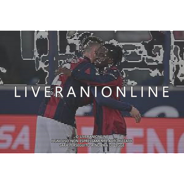 TVRG Bologna vs Parma nella foto Emil Holm (Bologna) e Jonathan David Rowe (Bologna) esultanza dopo il gol dell\'1 a 1 Bologna 04-12-2025 Stadio Renato Dall\'Ara Bologna vs Parma Coppa Italia Frecciarossa - ottavi di finale foto Roberto Garavaglia/Agenzia Aldo Liverani sas