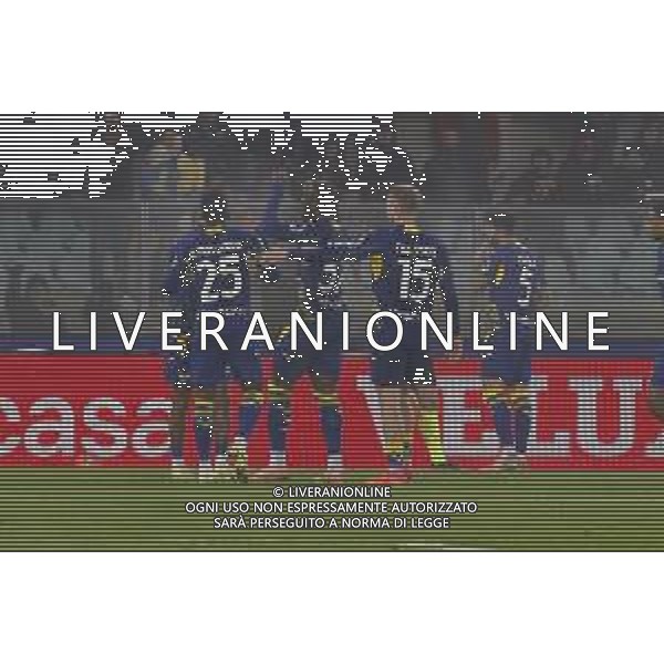 Rafik Belghali of Hellas Verona FC celebrates after scoring during Hellas Verona FC vs Atalanta BC, 14° Serie A Enilive 2025-26 game at Marcantonio Bentegodi stadium in Verona (VR), Italy, on Dicember 06, 2025. (Photo by Davide Casentini)- AGENZIA ALDO LIVERANI SAS