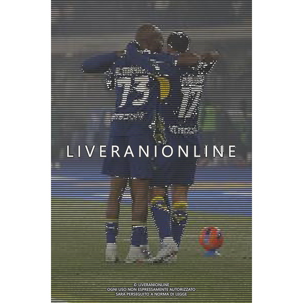 Giovane Santana do Nascimiento of Hellas Verona FC celebrates after scoring during Hellas Verona FC vs Atalanta BC, 14° Serie A Enilive 2025-26 game at Marcantonio Bentegodi stadium in Verona (VR), Italy, on Dicember 06, 2025. (Photo by Davide Casentini)- AGENZIA ALDO LIVERANI SAS