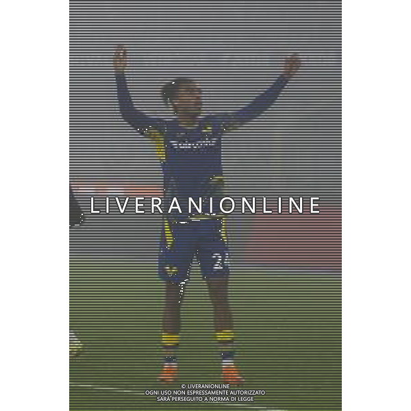 Antoine Joseph Bernède of Hellas Verona FC celebrates after scoring during Hellas Verona FC vs Atalanta BC, 14° Serie A Enilive 2025-26 game at Marcantonio Bentegodi stadium in Verona (VR), Italy, on Dicember 06, 2025. (Photo by Davide Casentini)- AGENZIA ALDO LIVERANI SAS