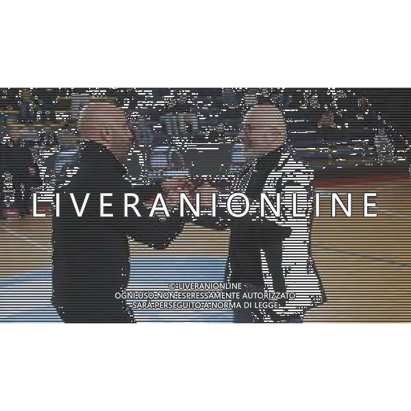 IMOLA 07 12 2025 VIRTUS IMOLATEMA SINERGIE FAENZA SERIE B1 NELLA FOTO DA SINISTRA LORENZO PANSA ALLENATORE FAENZA E GIANLUIGI GALETTI ALLENATORE VIRTUS IMOLA ©SANNA - AGENZIA ALDO LIVERANI SAS