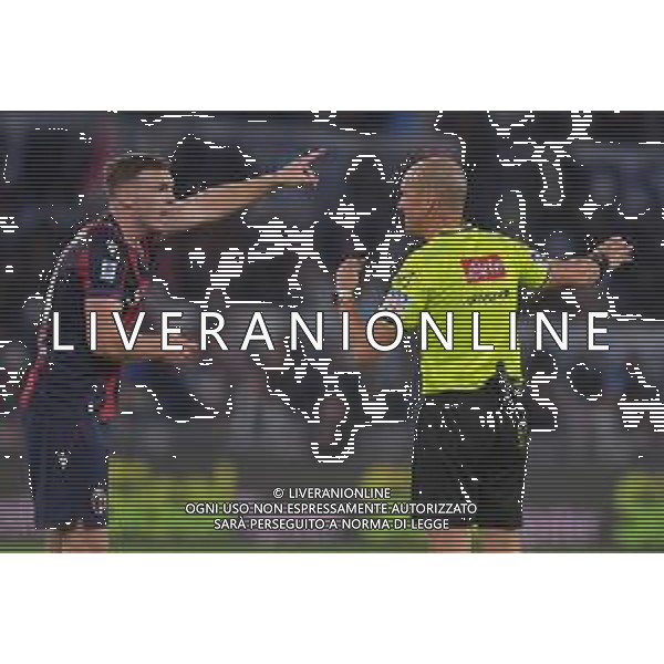 Lazio vs Bologna Campionato Serie A Enilive - 14 Giornata Stadio Olimpico - Roma 07-12-2025 nella foto Ferguson protesta con Fabbri arbitro Foto Federico Gaetano - ag Aldo liverani