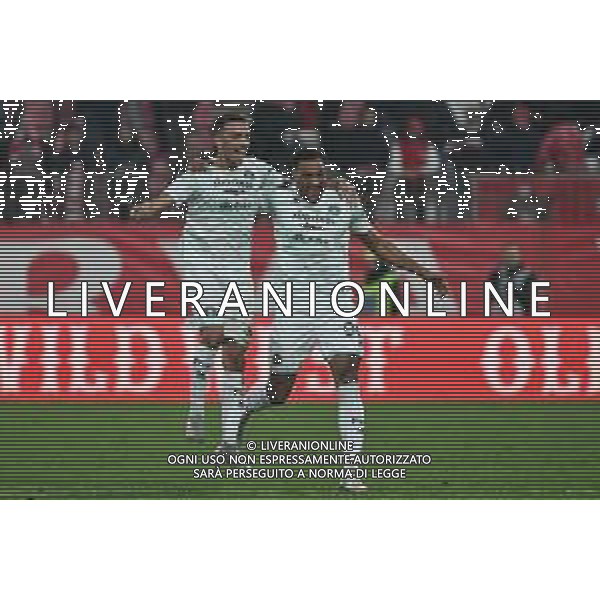 TVRG Monza vs Sudtirol nella foto Karim Zedadka (Sudtirol) e Raphael Odogwu (Sudtirol) esultanza dopo il gol dell\'1 a 1 Monza 08-12-2025 U-Power Stadium Monza vs Sudtirol Campionato Serie BKT - 15a giornata foto Roberto Garavaglia/Agenzia Aldo Liverani sas