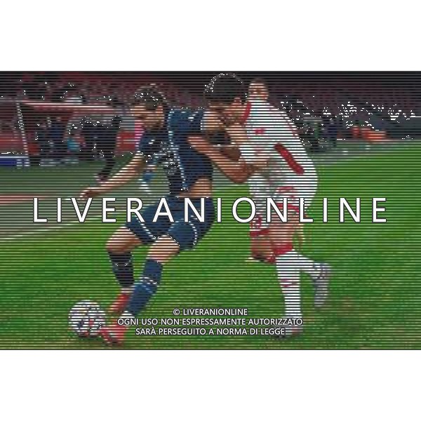 TVEM December 8, 2025 Bari, Italy - SSC Bari vs Pescara Calcio - Italian Soccer Serie B 2025/2026 - San Nicola Stadium. In the pic: Antonio Di Nardo of Pescara Calcio in action against Dimitrios Nikolaou of SSC Bari ©TVEM Emmanuele Mastrodonato - AGENZIA ALDO LIVERANI SAS