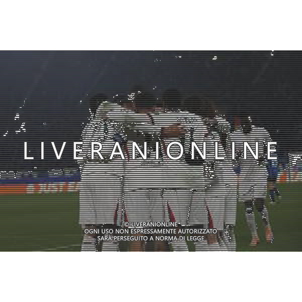 Joao Pedro of Chelsea FC celebrates with team during Atalanta BC vs Chelsea FC, Champions League 2025-26 League phase, Matchday 6°, game at New Balance Arena in Bergamo (BG), Italy, on Dicember 09, 2025. (Photo by Davide Casentini)- AGENZIA ALDO LIVERANI SAS