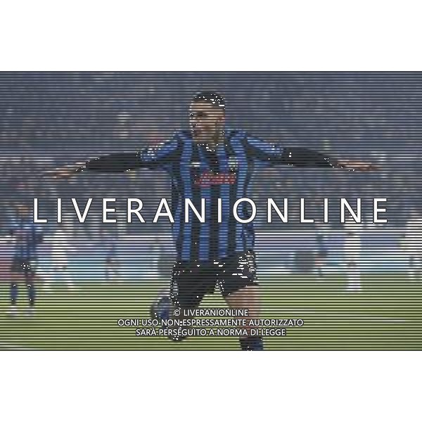 Gianluca Scamacca of Atalanta BC celebrates after scoring goal during Atalanta BC vs Chelsea FC, Champions League 2025-26 League phase, Matchday 6°, game at New Balance Arena in Bergamo (BG), Italy, on Dicember 09, 2025. (Photo by Davide Casentini)- AGENZIA ALDO LIVERANI SAS