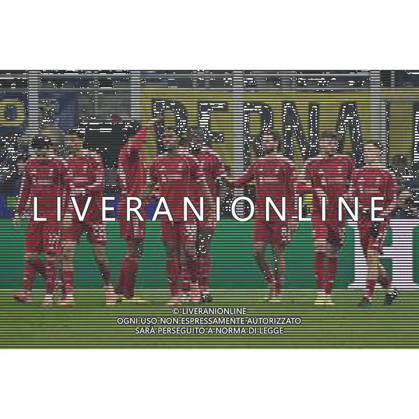 Inter vs Liverpool nella foto giocatori Liverpool esultanza dopo il gol dell\'1 a 0 Milano 09-12-2025 Stadio Giuseppe Meazza - San Siro Inter vs Liverpool UEFA Champions League fase a girone unico - 6a giornata foto Roberto Garavaglia/Agenzia Aldo Liverani sas