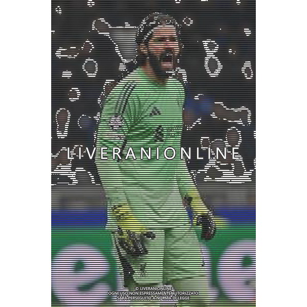 Inter vs Liverpool nella foto Alisson Becker (Liverpool) Milano 09-12-2025 Stadio Giuseppe Meazza - San Siro Inter vs Liverpool UEFA Champions League fase a girone unico - 6a giornata foto Roberto Garavaglia/Agenzia Aldo Liverani sas
