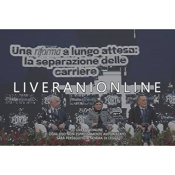 Roma 11 Dicembre 2025 Il Ministro della Giustizia Carlo Nordio partecipa al Panel ‘Una riforma a lungo attesa, la separazione delle carriere’ all\'interno della manifestazione ATREJU 2025 Nella Foto: Carlo Nordio, Debora Serracchiani, Alberto Balboni Foto Credit: Andrea Bracaglia- AGENZIA ALDO LIVERANI SAS