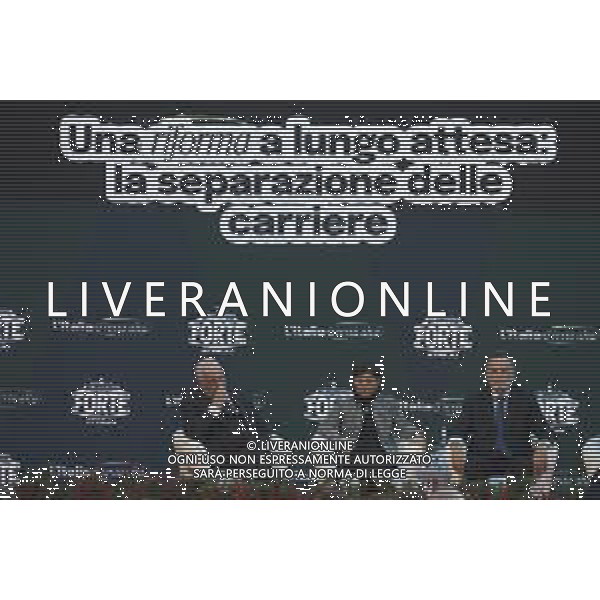 Roma 11 Dicembre 2025 Il Ministro della Giustizia Carlo Nordio partecipa al Panel ‘Una riforma a lungo attesa, la separazione delle carriere’ all\'interno della manifestazione ATREJU 2025 Nella Foto: Carlo Nordio, Debora Serracchiani, Alberto Balboni Foto Credit: Andrea Bracaglia- AGENZIA ALDO LIVERANI SAS