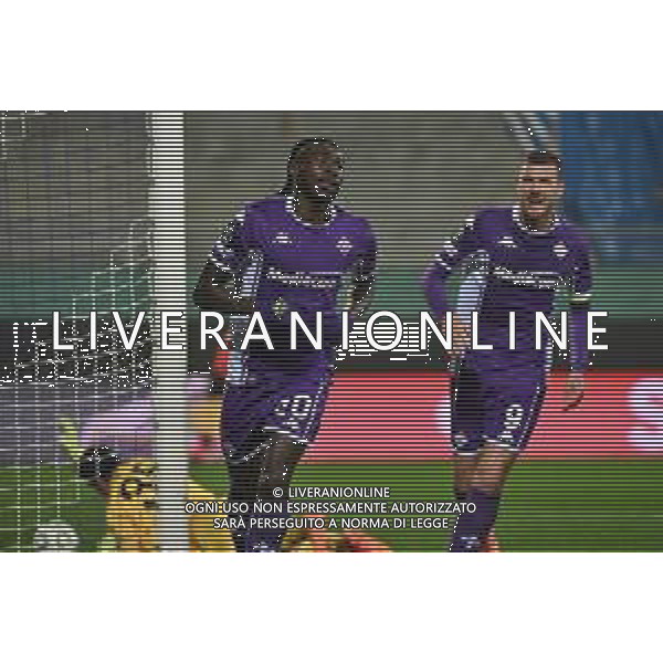 TVRG Fiorentina vs Dinamo Kiev nella foto Moise Kean (Fiorentina) e Edin Dzeko (Fiorentina) esultanza dopo il gol dell\'1 a 0 Firenze 11-12-2025 Stadio Artemio Franchi Fiorentina vs Dinamo Kiev UEFA Conference League fase a girone unico - 5a giornata foto Roberto Garavaglia/Agenzia Aldo Liverani sas