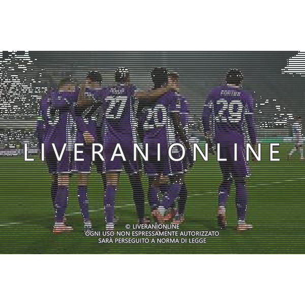 TVRG Fiorentina vs Dinamo Kiev nella foto giocatori Fiorentina esultanza dopo il gol dell\'1 a 0 Firenze 11-12-2025 Stadio Artemio Franchi Fiorentina vs Dinamo Kiev UEFA Conference League fase a girone unico - 5a giornata foto Roberto Garavaglia/Agenzia Aldo Liverani sas