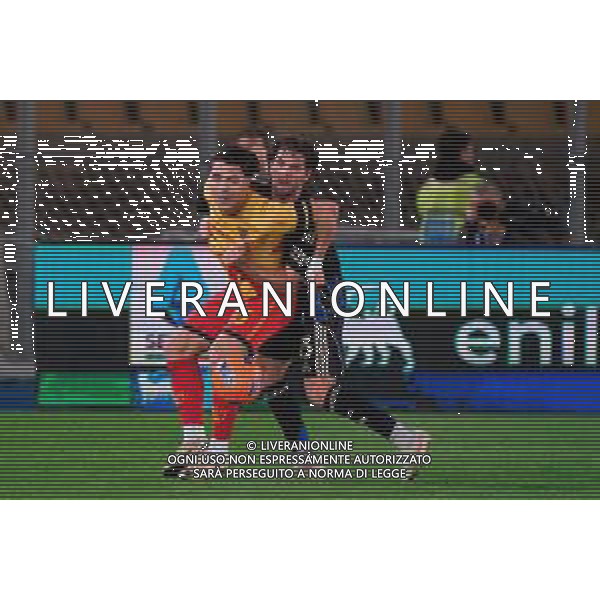 TVEM December 12, 2025 Lecce, Italy - US Lecce vs Pisa - Italian soccer serie A 2025/26 - Via Del Mare Stadium. In the pic: Riccardo Sottil of US Lecce in action against Arturo Calabresi of Pisa ©TVEM Emmanuele Mastrodonato - AGENZIA ALDO LIVERANI SAS