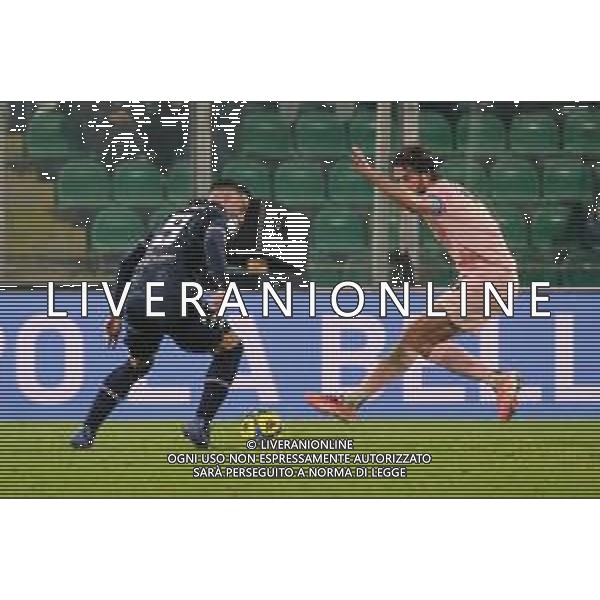 Palermo, Italy, 12 December 2025. Renzo Barbera Stadium, Palermo vs Sampdoria, match valid for the 2025/2026 Serie B championship. In the photo: Mattia Bani (Palermo FC) and Massimo Coda (Sampdoria) ©TVFS Federico Serra - AGENZIA ALDO LIVERANI SAS