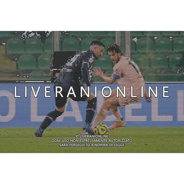 Palermo, Italy, 12 December 2025. Renzo Barbera Stadium, Palermo vs Sampdoria, match valid for the 2025/2026 Serie B championship. In the photo: Mattia Bani (Palermo FC) and Massimo Coda (Sampdoria) ©TVFS Federico Serra - AGENZIA ALDO LIVERANI SAS