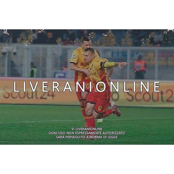 TVEM December 12, 2025 Lecce, Italy - US Lecce vs Pisa - Italian soccer serie A 2025/26 - Via Del Mare Stadium. In the pic: Nikola Stulic of US Lecce celebrates after scoring a goal with Ylber Ramadani of US Lecce ©TVEM Emmanuele Mastrodonato - AGENZIA ALDO LIVERANI SAS