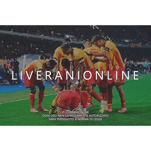 TVEM December 12, 2025 Lecce, Italy - US Lecce vs Pisa - Italian soccer serie A 2025/26 - Via Del Mare Stadium. In the pic: Nikola Stulic of US Lecce celebrates after scoring a goal with teammates ©TVEM Emmanuele Mastrodonato - AGENZIA ALDO LIVERANI SAS