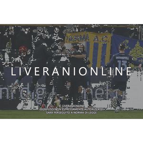 Tijjani Noslin of SS Lazio celebrates with team mate during Parma Calcio vs SS Lazio, 15° Serie A Enilive 2025-26 game at Ennio Tardini in Parma (PR), Italy, on Dicember 13, 2025. (Photo by Davide Casentini)- AGENZIA ALDO LIVERANI SAS