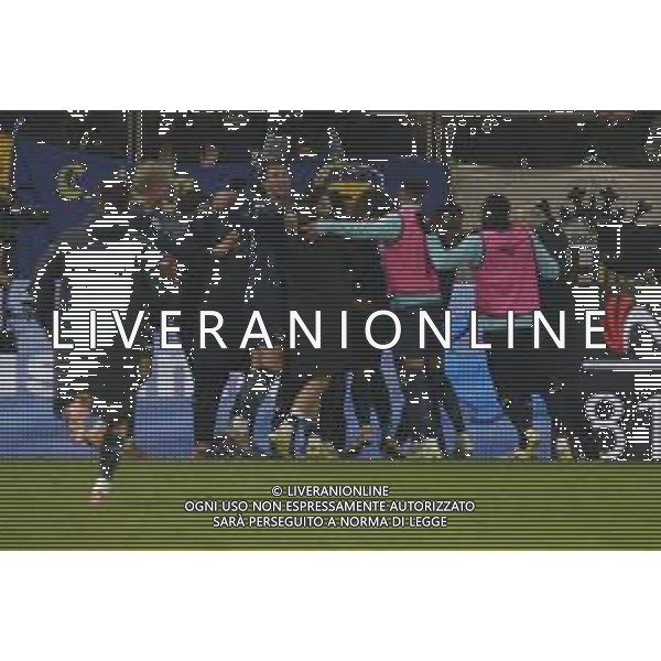 Tijjani Noslin of SS Lazio celebrates with team mate during Parma Calcio vs SS Lazio, 15° Serie A Enilive 2025-26 game at Ennio Tardini in Parma (PR), Italy, on Dicember 13, 2025. (Photo by Davide Casentini)- AGENZIA ALDO LIVERANI SAS