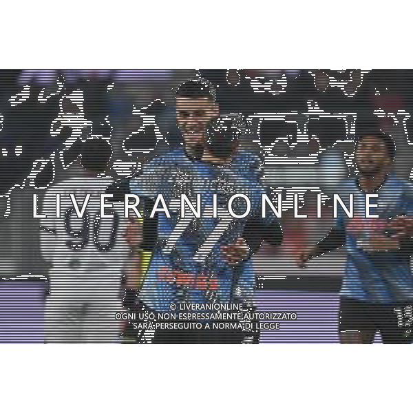 TVRG Atalanta vs Cagliari nella foto Gianluca Scamacca (Atalanta) e Davide Zappacosta (Atalanta) esultanza dopo il gol dell\'1 a 0 Bergamo 13-12-2025 New Balance Arena - Stadio di Bergamo Atalanta vs Cagliari Campionato Serie A Enilive - 15a giornata foto Roberto Garavaglia/Agenzia Aldo Liverani sas