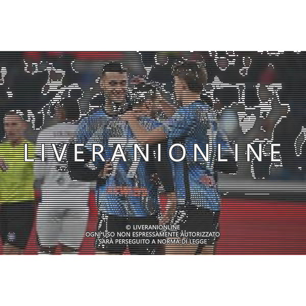 TVRG Atalanta vs Cagliari nella foto giocatori Atalanta esultanza dopo il gol dell\'1 a 0 Bergamo 13-12-2025 New Balance Arena - Stadio di Bergamo Atalanta vs Cagliari Campionato Serie A Enilive - 15a giornata foto Roberto Garavaglia/Agenzia Aldo Liverani sas