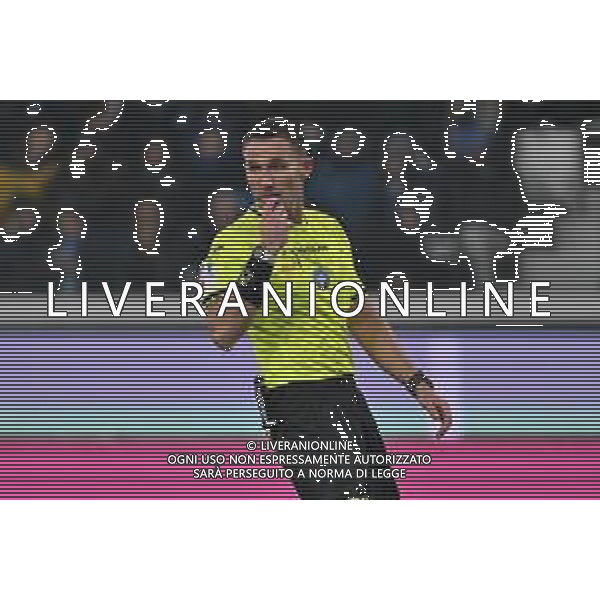 TVRG Atalanta vs Cagliari nella foto l\'arbitro Davide Di Marco di Ciampino (Roma) Bergamo 13-12-2025 New Balance Arena - Stadio di Bergamo Atalanta vs Cagliari Campionato Serie A Enilive - 15a giornata foto Roberto Garavaglia/Agenzia Aldo Liverani sas