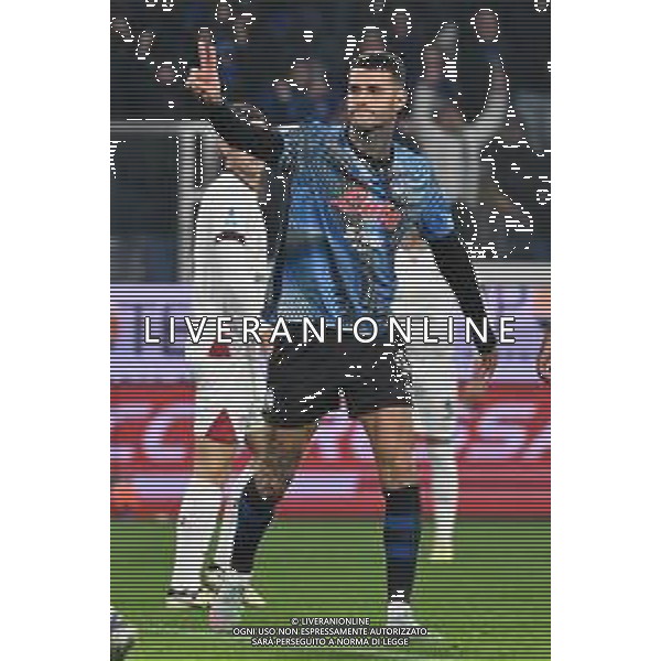 TVRG Atalanta vs Cagliari nella foto Gianluca Scamacca (Atalanta) esultanza dopo il gol del 2 a 1 Bergamo 13-12-2025 New Balance Arena - Stadio di Bergamo Atalanta vs Cagliari Campionato Serie A Enilive - 15a giornata foto Roberto Garavaglia/Agenzia Aldo Liverani sas