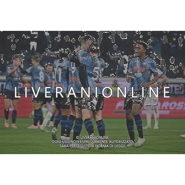 TVRG Atalanta vs Cagliari nella foto giocatori Atalanta esultanza dopo il gol del 2 a 1 Bergamo 13-12-2025 New Balance Arena - Stadio di Bergamo Atalanta vs Cagliari Campionato Serie A Enilive - 15a giornata foto Roberto Garavaglia/Agenzia Aldo Liverani sas