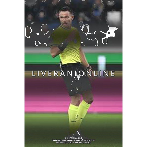 TVRG Atalanta vs Cagliari nella foto l\'arbitro Davide Di Marco di Ciampino (Roma) Bergamo 13-12-2025 New Balance Arena - Stadio di Bergamo Atalanta vs Cagliari Campionato Serie A Enilive - 15a giornata foto Roberto Garavaglia/Agenzia Aldo Liverani sas