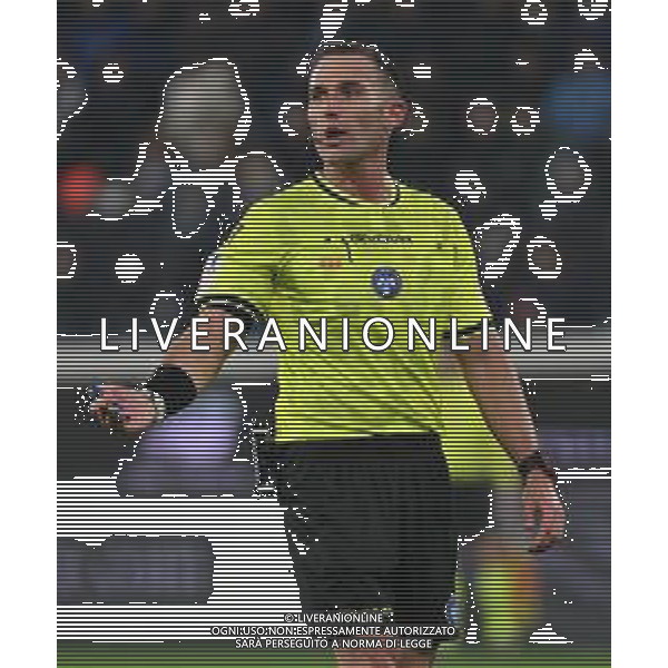 TVRG Atalanta vs Cagliari nella foto l\'arbitro Davide Di Marco di Ciampino (Roma) Bergamo 13-12-2025 New Balance Arena - Stadio di Bergamo Atalanta vs Cagliari Campionato Serie A Enilive - 15a giornata foto Roberto Garavaglia/Agenzia Aldo Liverani sas