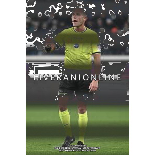 TVRG Atalanta vs Cagliari nella foto l\'arbitro Davide Di Marco di Ciampino (Roma) Bergamo 13-12-2025 New Balance Arena - Stadio di Bergamo Atalanta vs Cagliari Campionato Serie A Enilive - 15a giornata foto Roberto Garavaglia/Agenzia Aldo Liverani sas