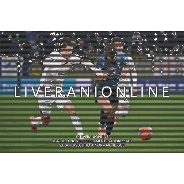 TVRG Atalanta vs Cagliari nella foto Marco Palestra (Cagliari) SX e Charles de Ketelaere (Atalanta) DX Bergamo 13-12-2025 New Balance Arena - Stadio di Bergamo Atalanta vs Cagliari Campionato Serie A Enilive - 15a giornata foto Roberto Garavaglia/Agenzia Aldo Liverani sas