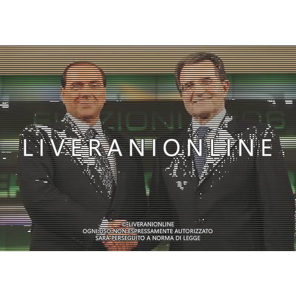 20060314 - ROMA - POL: ROMA 14 MARZO 2006 FACCIA A FACCIA SILVIO BERLUSCONI ROMANO PRODI NELLA FOTO SILVIO BERLUSCONI - ROMANO PRODI foto Rai Radio Televisione Italiana / AG.Aldo Liverani 