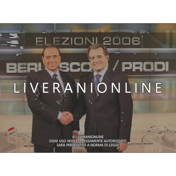 20060314 - ROMA - POL: ROMA 14 MARZO 2006 FACCIA A FACCIA SILVIO BERLUSCONI ROMANO PRODI NELLA FOTO SILVIO BERLUSCONI - ROMANO PRODI foto Rai Radio Televisione Italiana / AG.Aldo Liverani 