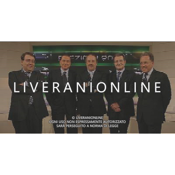 20060314 - ROMA - POL: Il direttore del Messaggero Roberto Napolitano, il presidente del consiglio Silvio Berlusconi, il direttore del TG1 Clemente Mimun, il leader dell\'Unione Romano Prodi e il direttore de La Stampa Marcello Sorgi, questa sera negli st
