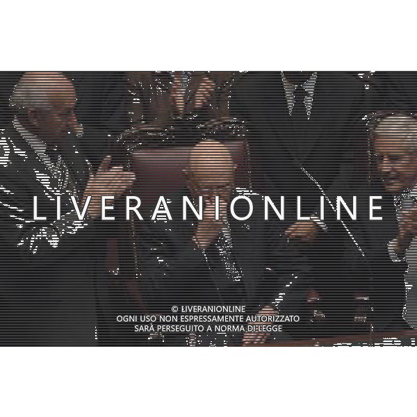 ROMA, 15 MAGGIO 2006 SEDUTA COMUNE CAMERA E SENATO CON I RAPPRESENTANTI DELLE REGIONI PER IL GIURAMENTO DEL PRESIDENTE DELLA REPUBBLICA GIORGIO NAPOLITANO NELLA FOTO FAUSTO BERTINOTTI - GIORGIO NAPOLITANO - FRANCO MARINI FOTO AG ALDO LIVERANI