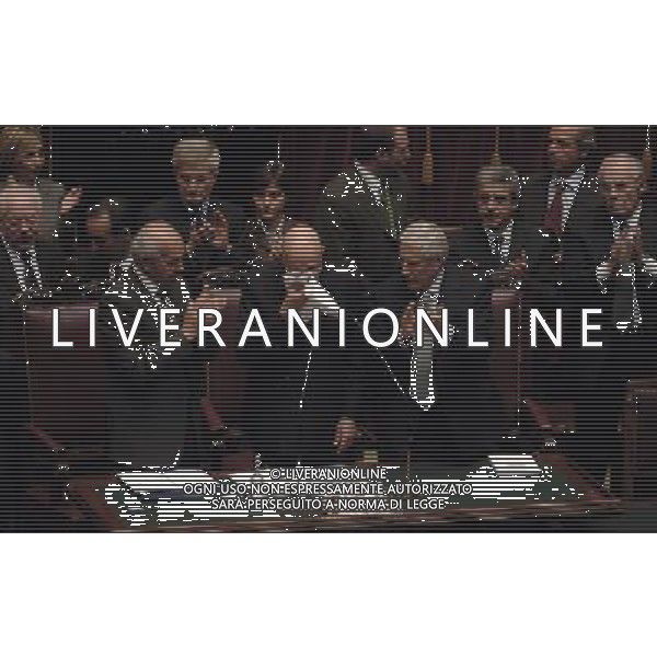 ROMA, 15 MAGGIO 2006 SEDUTA COMUNE CAMERA E SENATO CON I RAPPRESENTANTI DELLE REGIONI PER IL GIURAMENTO DEL PRESIDENTE DELLA REPUBBLICA GIORGIO NAPOLITANO NELLA FOTO FAUSTO BERTINOTTI - GIORGIO NAPOLITANO - FRANCO MARINI FOTO AG ALDO LIVERANI