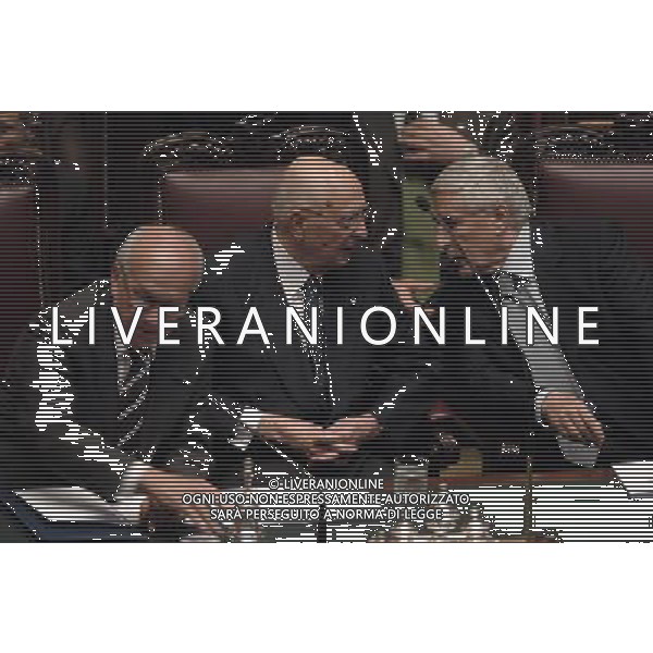 ROMA, 15 MAGGIO 2006 SEDUTA COMUNE CAMERA E SENATO CON I RAPPRESENTANTI DELLE REGIONI PER IL GIURAMENTO DEL PRESIDENTE DELLA REPUBBLICA GIORGIO NAPOLITANO NELLA FOTO FAUSTO BERTINOTTI - GIORGIO NAPOLITANO - FRANCO MARINI FOTO AG ALDO LIVERANI
