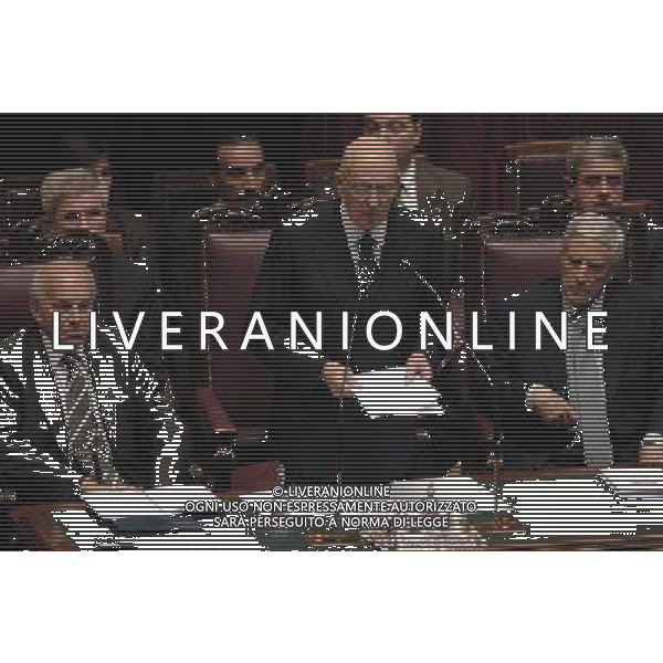 ROMA, 15 MAGGIO 2006 SEDUTA COMUNE CAMERA E SENATO CON I RAPPRESENTANTI DELLE REGIONI PER IL GIURAMENTO DEL PRESIDENTE DELLA REPUBBLICA GIORGIO NAPOLITANO NELLA FOTO FAUSTO BERTINOTTI - GIORGIO NAPOLITANO - FRANCO MARINI FOTO AG ALDO LIVERANI