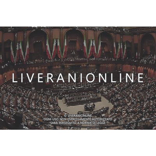 ROMA, 15 MAGGIO 2006 SEDUTA COMUNE CAMERA E SENATO CON I RAPPRESENTANTI DELLE REGIONI PER IL GIURAMENTO DEL PRESIDENTE DELLA REPUBBLICA GIORGIO NAPOLITANO NELLA FOTO L\'AULA DELLA CAMERA CON BANDIERE E DRAPPI TRICOLORE FOTO AG ALDO LIVERANI