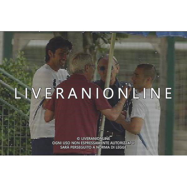 Coverciano (Fi) 23/05/2006 Allenamento nazionale italiana (secondo giorno) nella foto fabio cannavaro con gianluigi buffon, marcello lippi e gigi riva ph gianni nucci/ag. aldo liverani