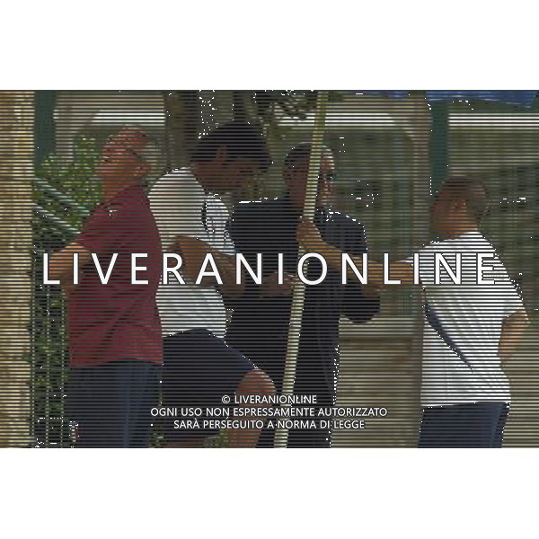 Coverciano (Fi) 23/05/2006 Allenamento nazionale italiana (secondo giorno) nella foto fabio cannavaro con gianluigi buffon, marcello lippi e gigi riva ph gianni nucci/ag. aldo liverani