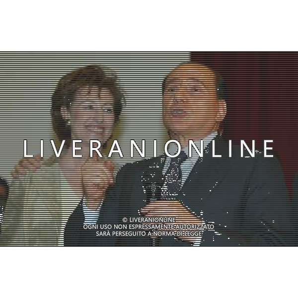 MILANO 24/5/2006 VISITA DI SILVIO BERLUSCONI A MILANO PER LA CAMPAGNA ELETTORALE DELLE COMUNALI 2006 NELLA FOTO SILVIO BERLUSCONI CON LETIZIA MORATTI NEL PIO ALBERGO TRIVULZIO FOTO ROMANO/AG ALDO LIVERANI