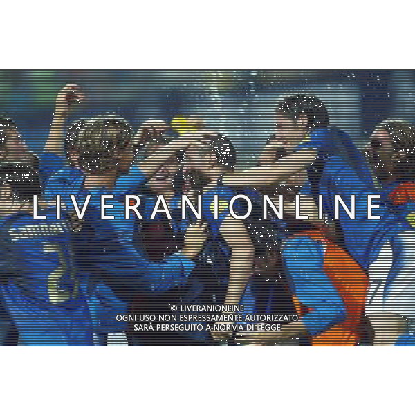 AGUEDA (PORTOGALLO) 26 MAGGIO 2006 ITALIA-UCRAINA EUROPEI UNDER 21 NELLA FOTO: ESULTANZA DOPO IL GOL DI GIORGIO CHIELLINI DEL 1-0 FOTO BELLINI / AG. ALDO LIVERANI