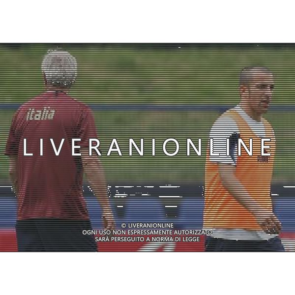 Duisburg 14 giugno 2006 Allenamento della nazionale italiana presso il centro sportivo MSV Duisburg nella foto: Lippi Marcello e Del Piero Alessandro foto Andry / Ag. Aldo Liverani