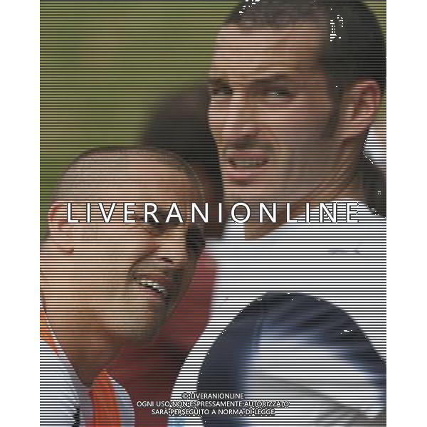 Duisburg 14 giugno 2006 Allenamento della nazionale italiana presso il centro sportivo MSV Duisburg nella foto: Cannavaro Fabio e Zambrotta Gianluca foto Andry / Ag. Aldo Liverani