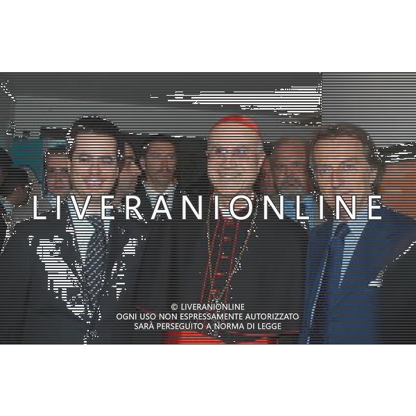 IL CARDINALE TARCISO BERTONE CON LUCA CORDERO DI MONTEZEMOLO E MATTEO COLANINNO FOTO AG ALDO LIVERANI