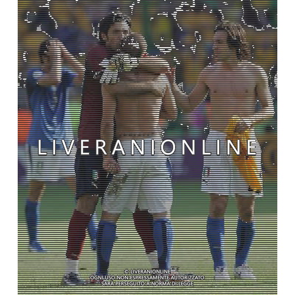 Italia - Australia mondiali Germania 26/06/2006 nella foto esultanza di gianluigi buffon fabio cannavaro e andrea pirlo a fine gara ph luzzani/ag. aldo liverani
