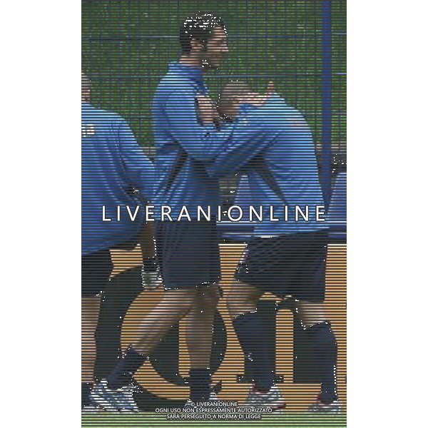 Duisburg 27 giugno 2006 Allenamento della nazionale italiana presso il centro sportivo Meiderich per la prima volta nel corso del Mondiale Germania 2006 aperto al pubblico nella foto: Materazzi Marco e Cannavaro Fabio foto Andry / Ag. Aldo Liverani