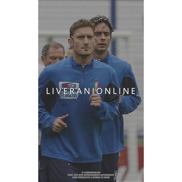 Duisburg 27 giugno 2006 Allenamento della nazionale italiana presso il centro sportivo Meiderich per la prima volta nel corso del Mondiale Germania 2006 aperto al pubblico nella foto: Totti Francesco e Inzaghi Filippo foto Andry / Ag. Aldo Liverani